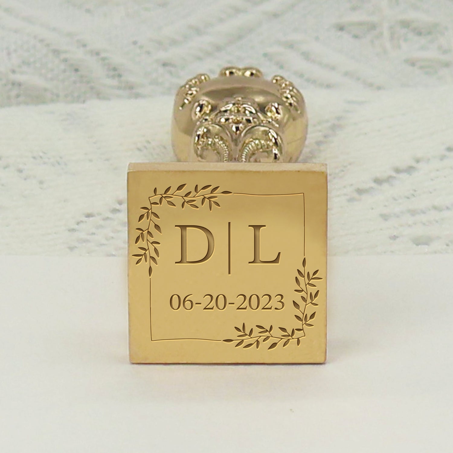 Custom Square Wedding Wax Seal Stamp - Style 13 - Stamprints2