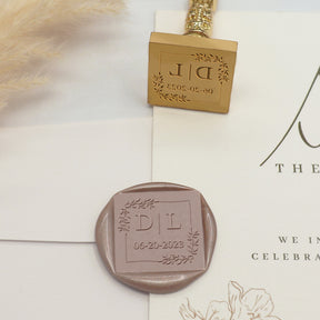Custom Square Wedding Wax Seal Stamp - Style 13 - Stamprints3