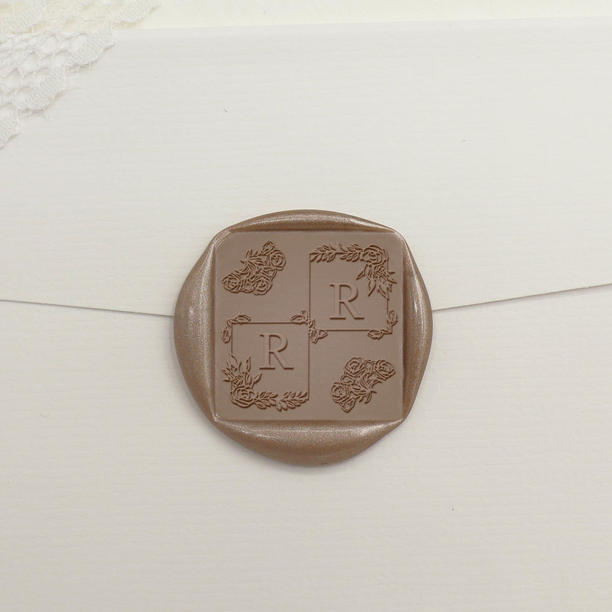 Custom Square Wedding Wax Seal Stamp - Style 16 - Stamprints1