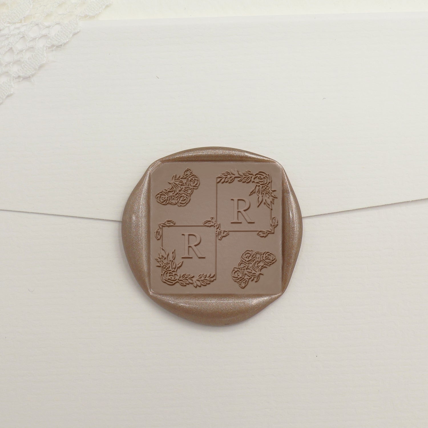 Custom Square Wedding Wax Seal Stamp - Style 16 - Stamprints1