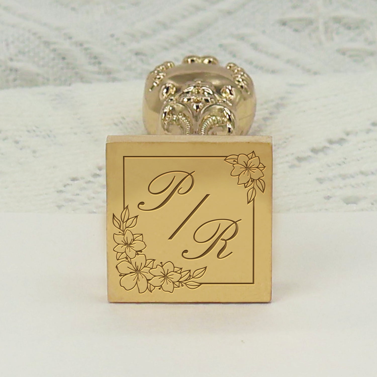 Custom Square Wedding Wax Seal Stamp - Style 17 - Stamprints2