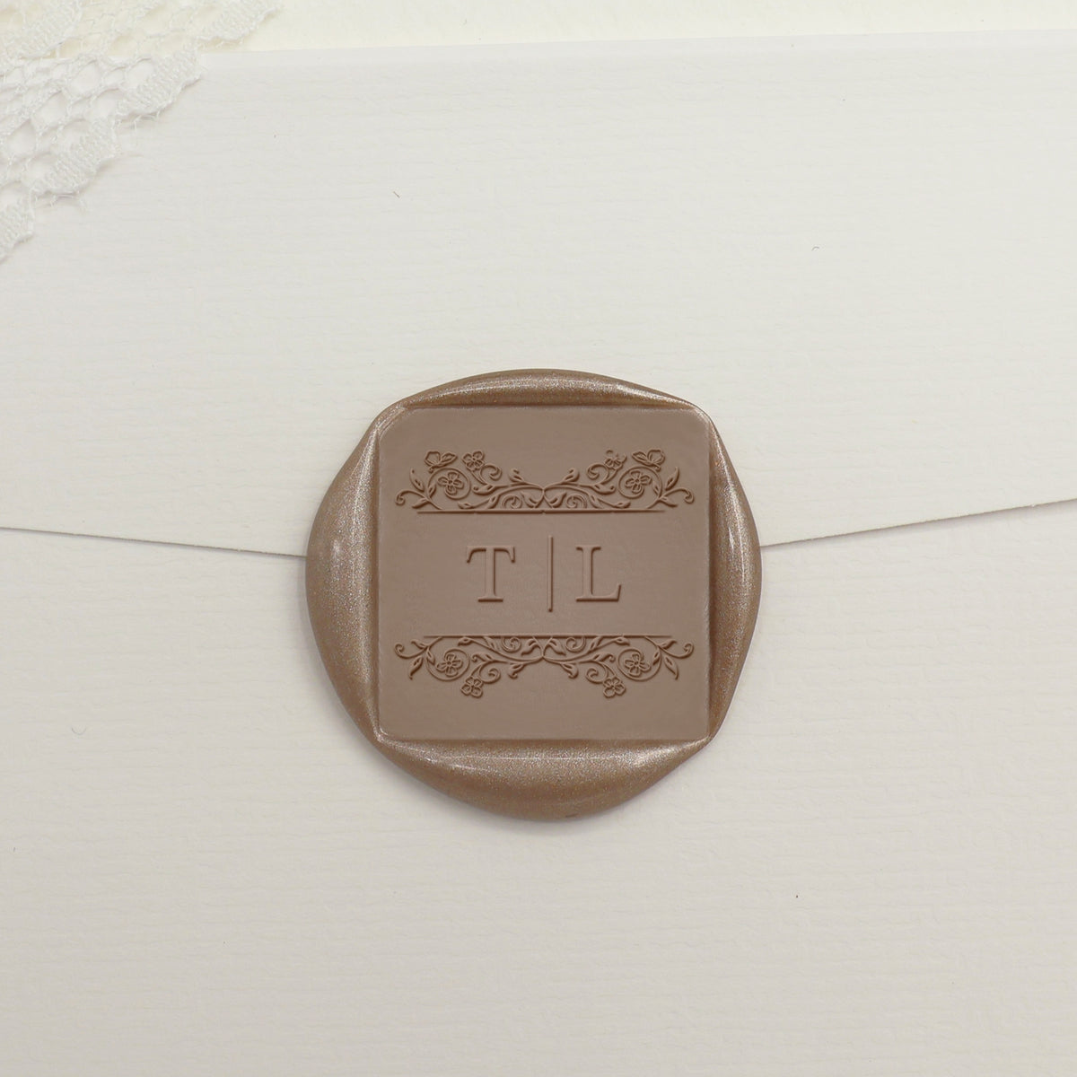Custom Square Wedding Wax Seal Stamp - Style 18 - Stamprints1