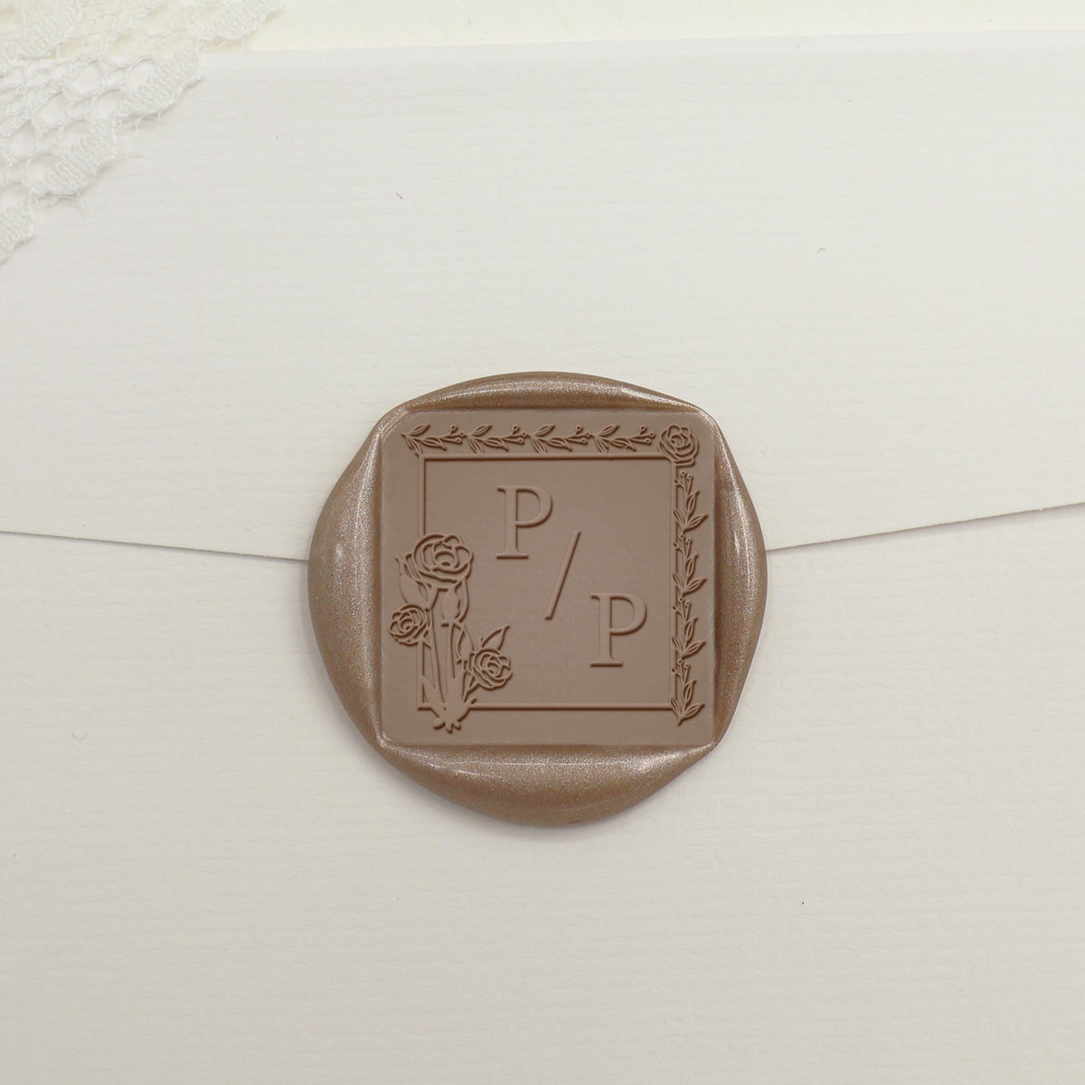 Custom Square Wedding Wax Seal Stamp - Style 20 - Stamprints1