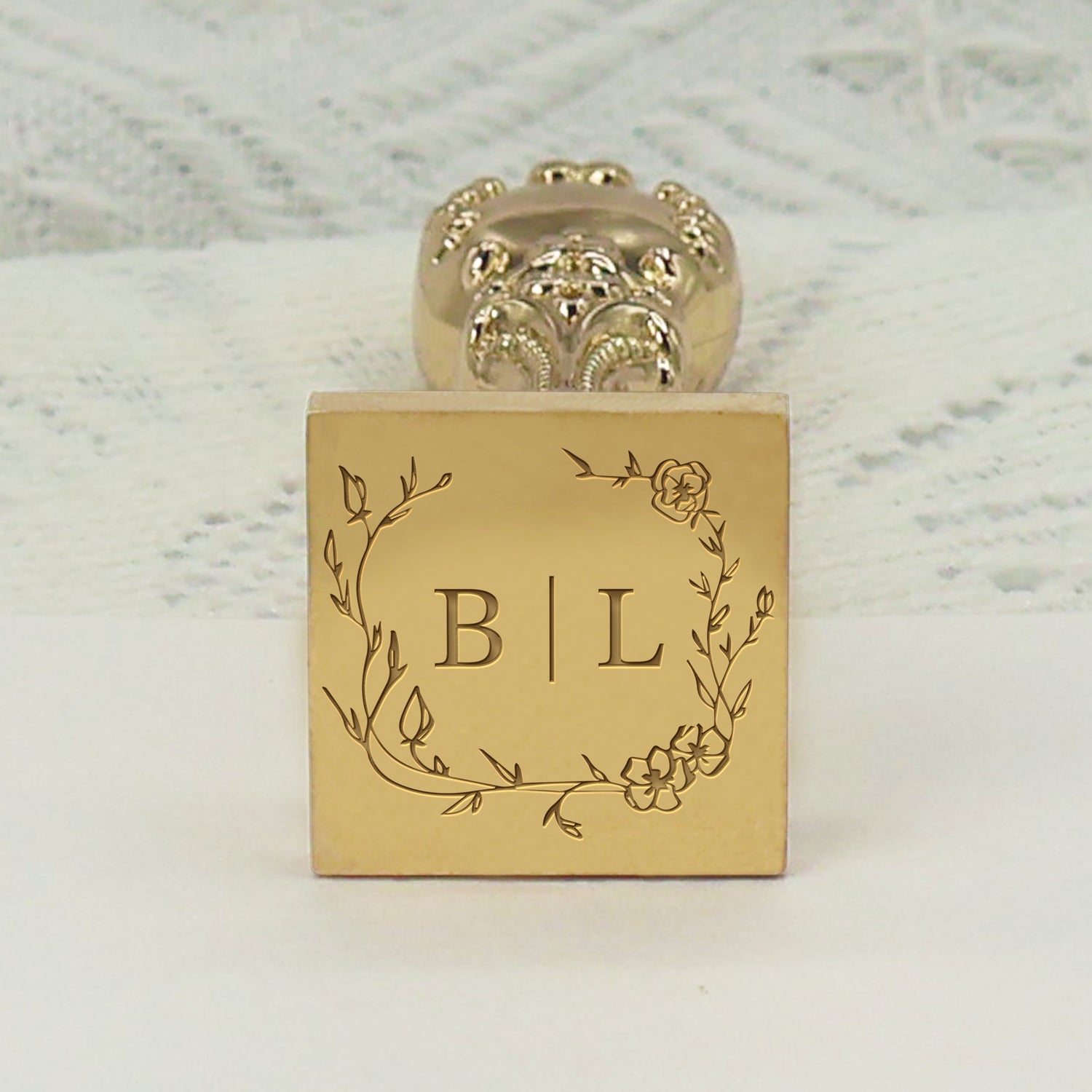 Custom Square Wedding Wax Seal Stamp - Style 22 - Stamprints2