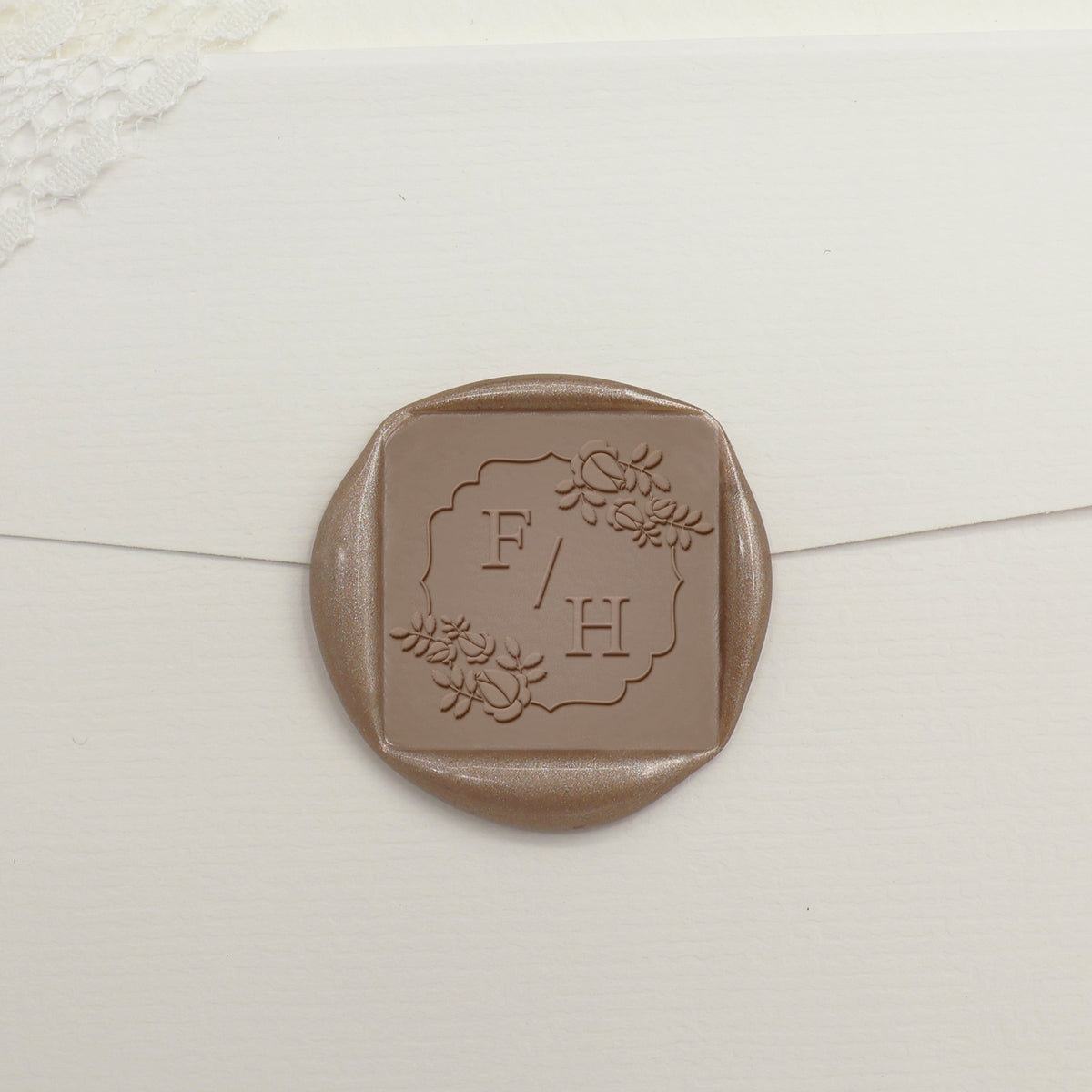Custom Square Wedding Wax Seal Stamp - Style 23 - Stamprints1