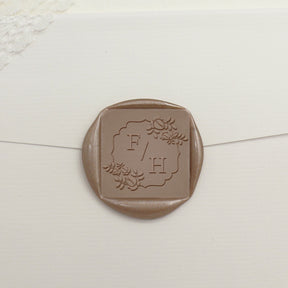 Custom Square Wedding Wax Seal Stamp - Style 23 - Stamprints1