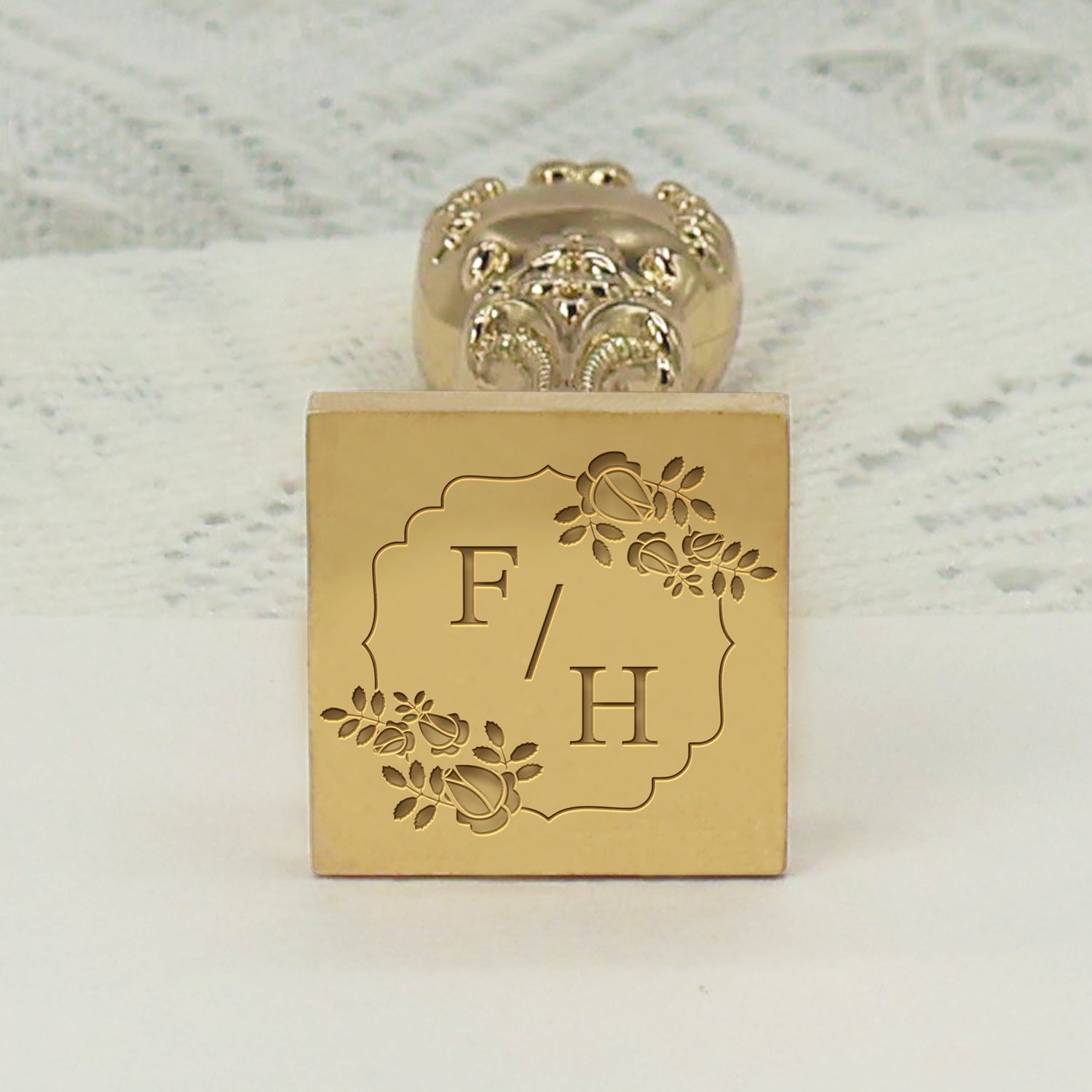 Custom Square Wedding Wax Seal Stamp - Style 23 - Stamprints2