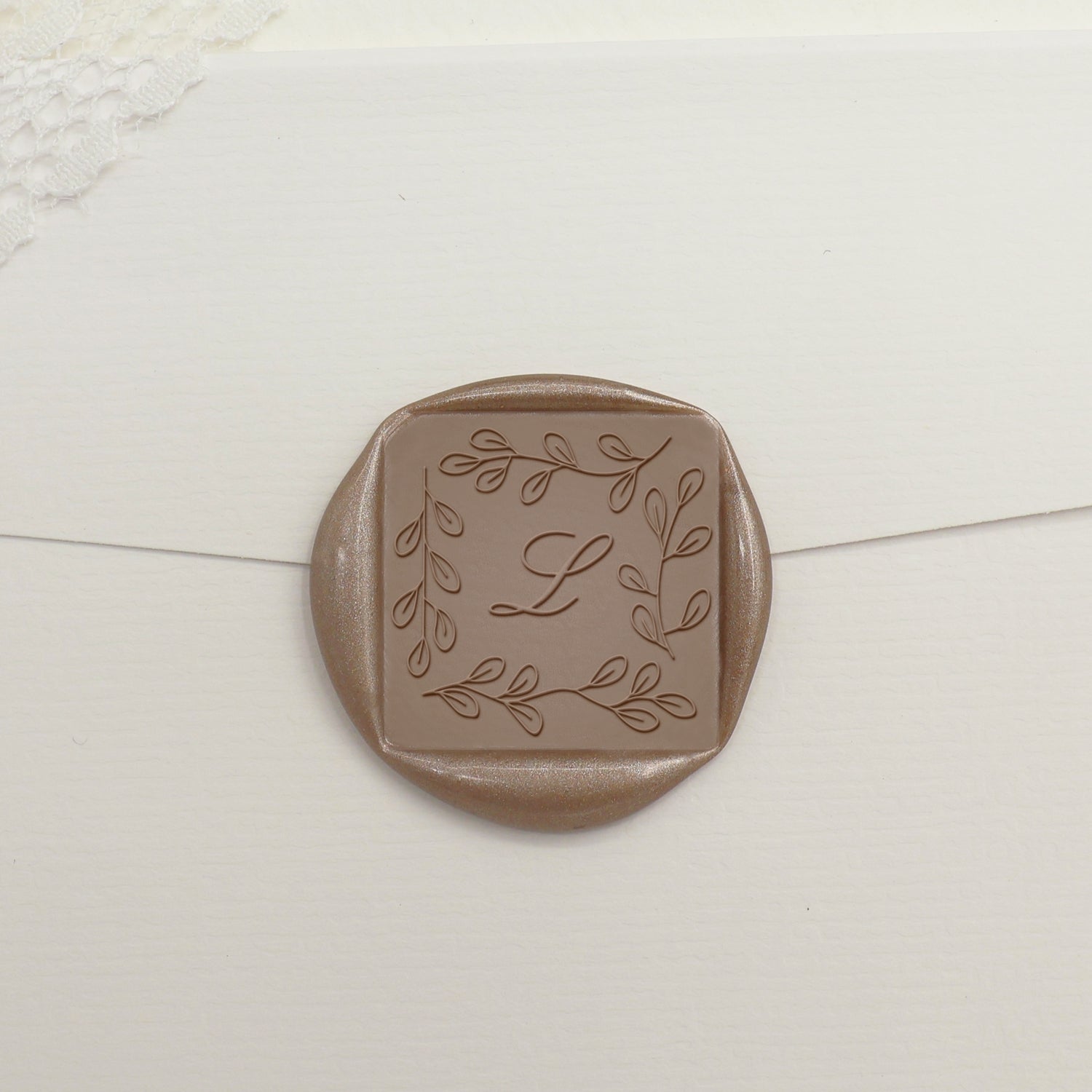 Custom Square Wedding Wax Seal Stamp - Style 25 - Stamprints1