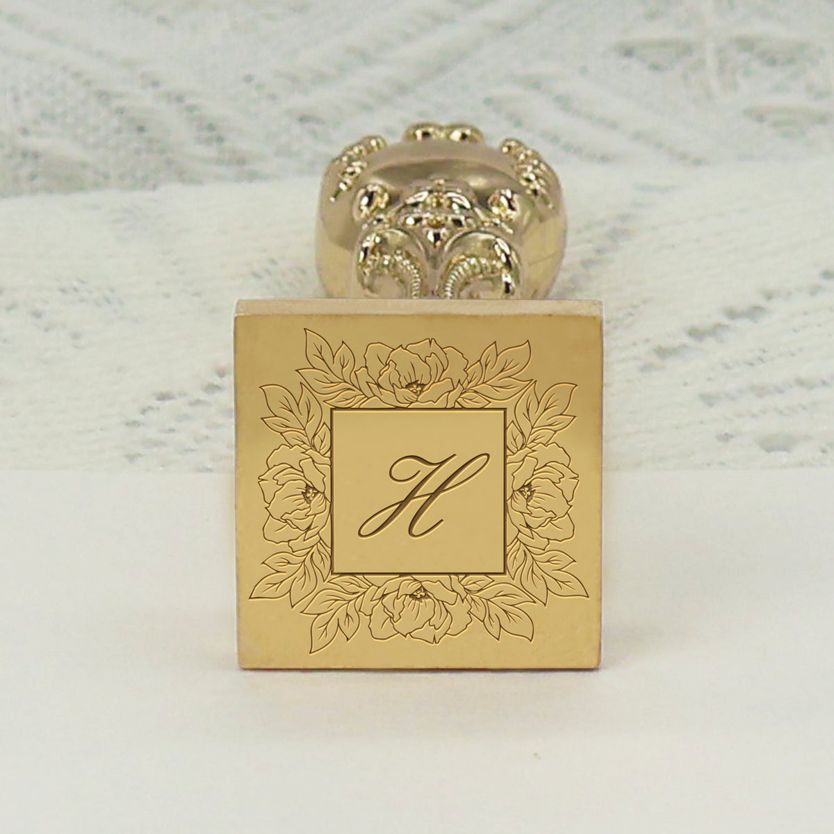 Custom Square Wedding Wax Seal Stamp - Style 26 - Stamprints2