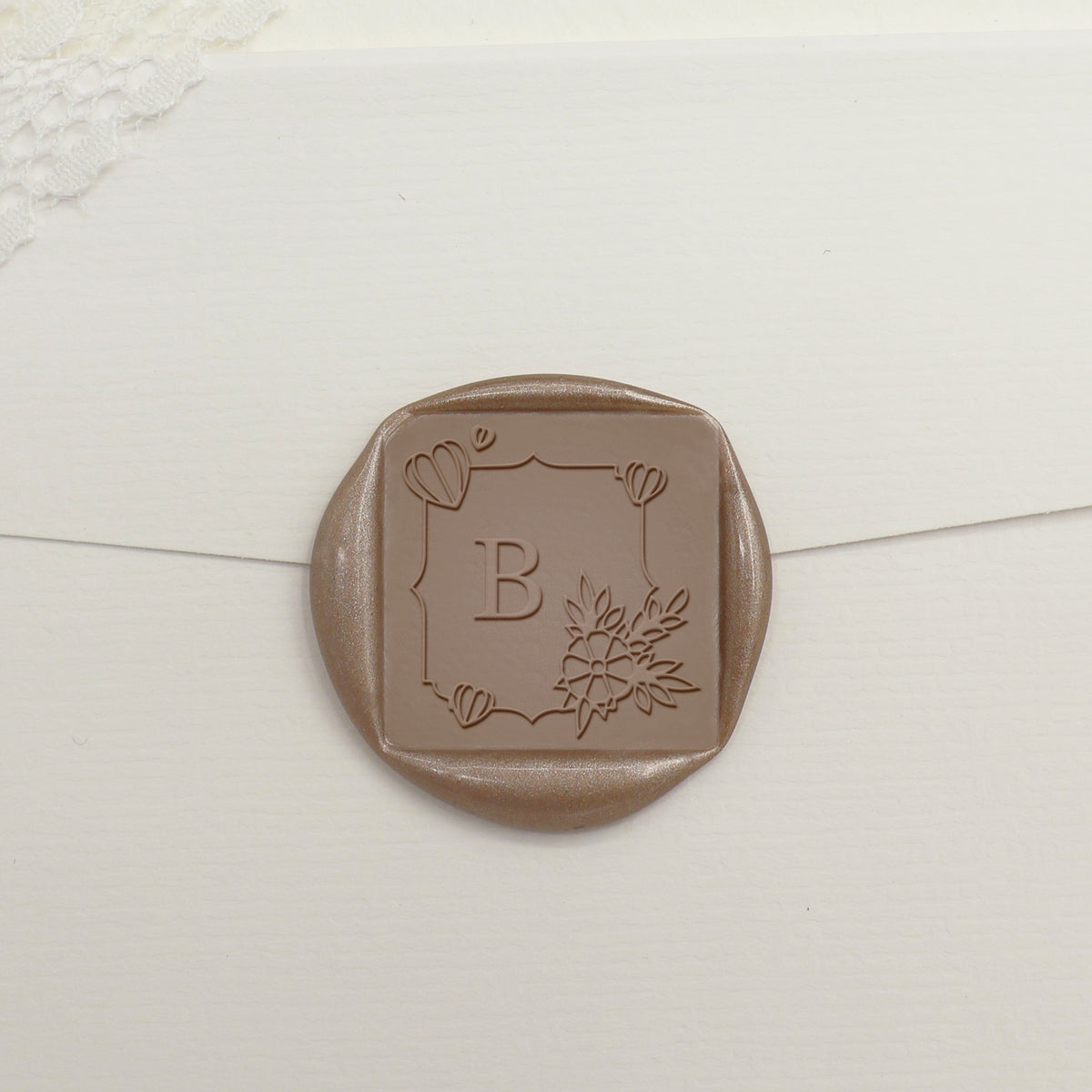Custom Square Wedding Wax Seal Stamp - Style 27 - Stamprints1