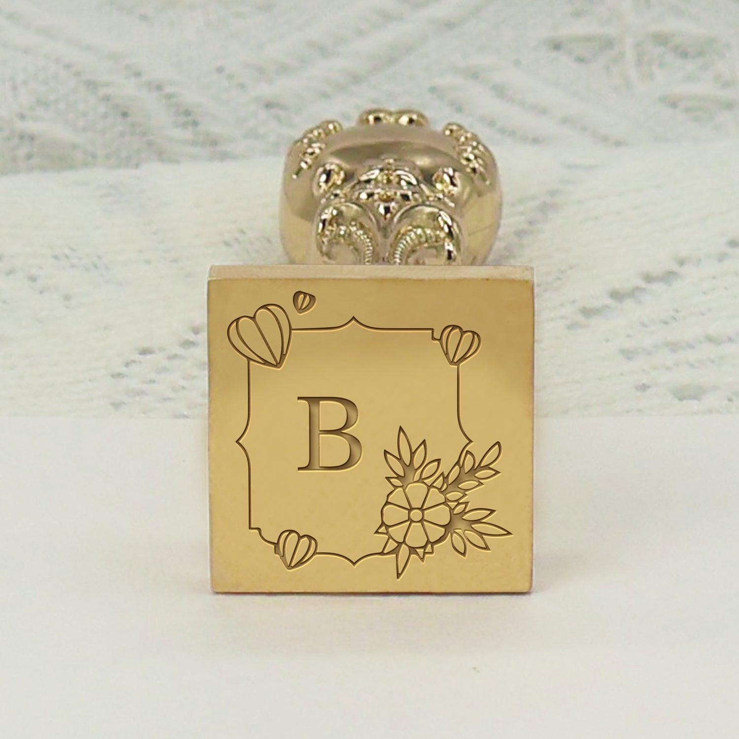 Custom Square Wedding Wax Seal Stamp - Style 27 - Stamprints3