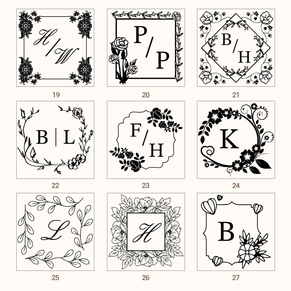 Custom Square Wedding Wax Seal Stamp (27 Designs)-sku3