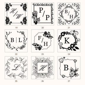 Custom Square Wedding Wax Seal Stamp (27 Designs)-sku3