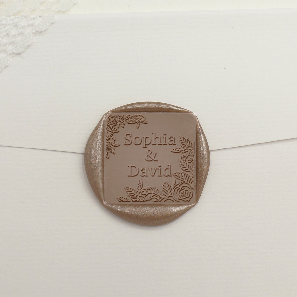 Custom Square Wedding Wax Seal Stamp (27 Designs) - Stamprints1