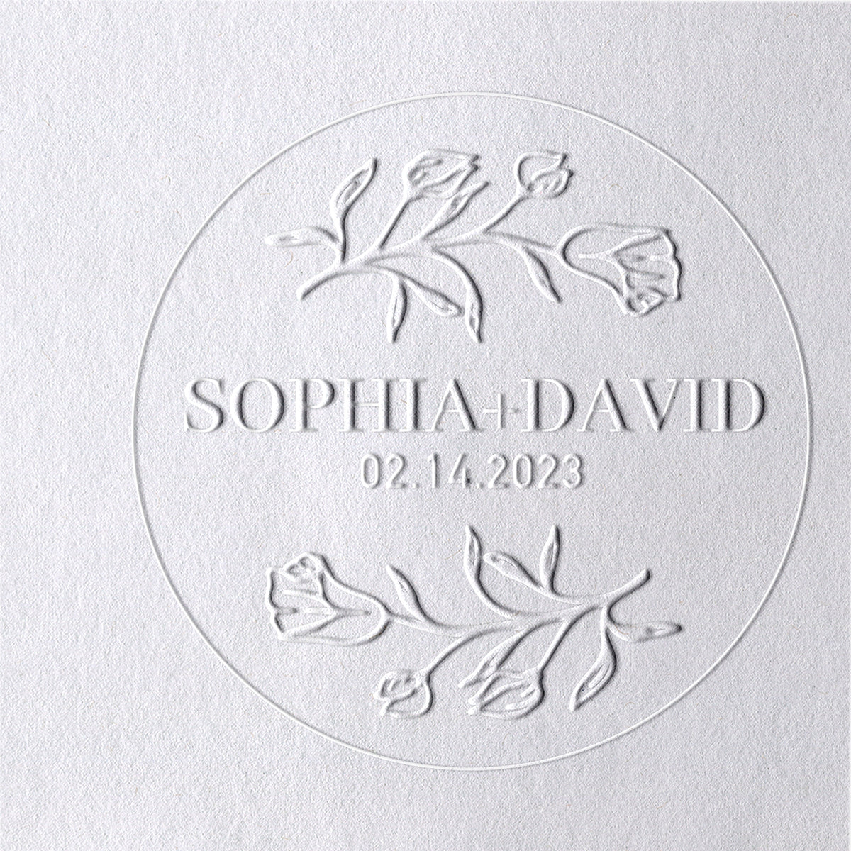 Custom Tulip Wedding Name and Date Embosser 611