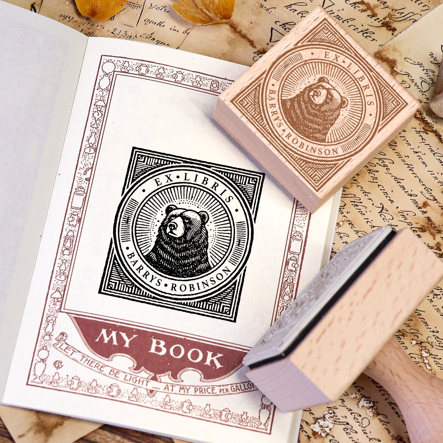 Custom Twin Soaring Swallow Ex Libris Book Wooden Rubber Stamp 2