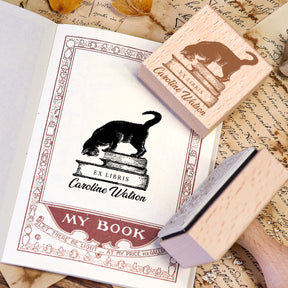 Custom Twin Soaring Swallow Ex Libris Book Wooden Rubber Stamp 2