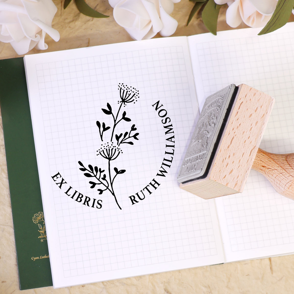 Custom Twin Soaring Swallow Ex Libris Book Wooden Rubber Stamp