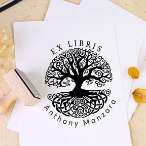 Custom Twin Soaring Swallow Ex Libris Book Wooden Rubber Stamp