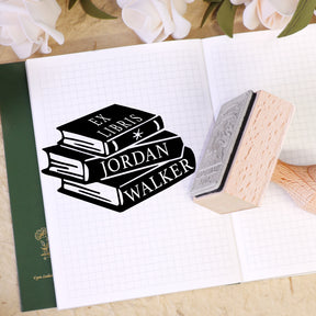 Custom Twin Soaring Swallow Ex Libris Book Wooden Rubber Stamp