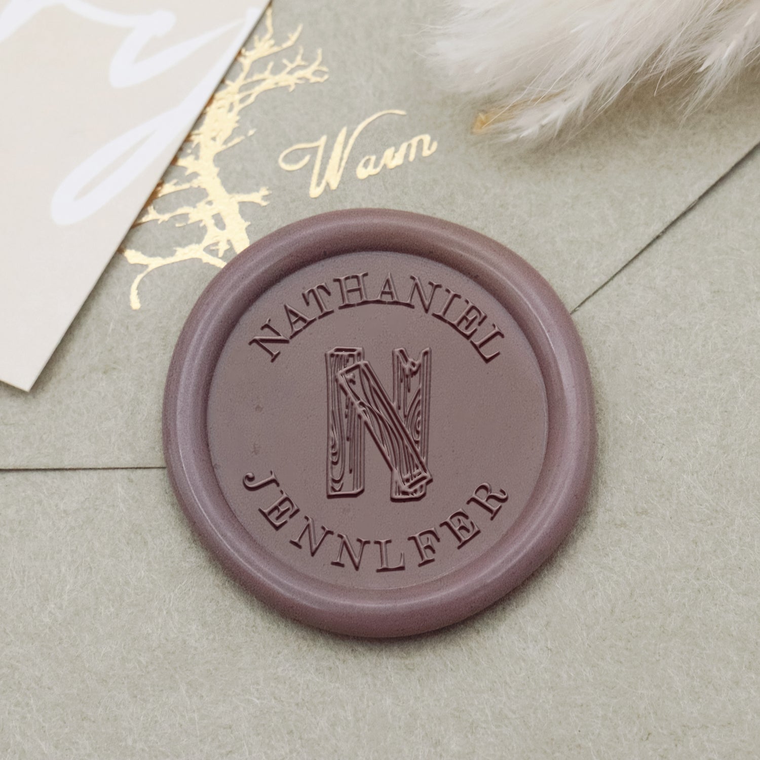 Custom Vined Capital Initial Name Wax Seal Stamp 1