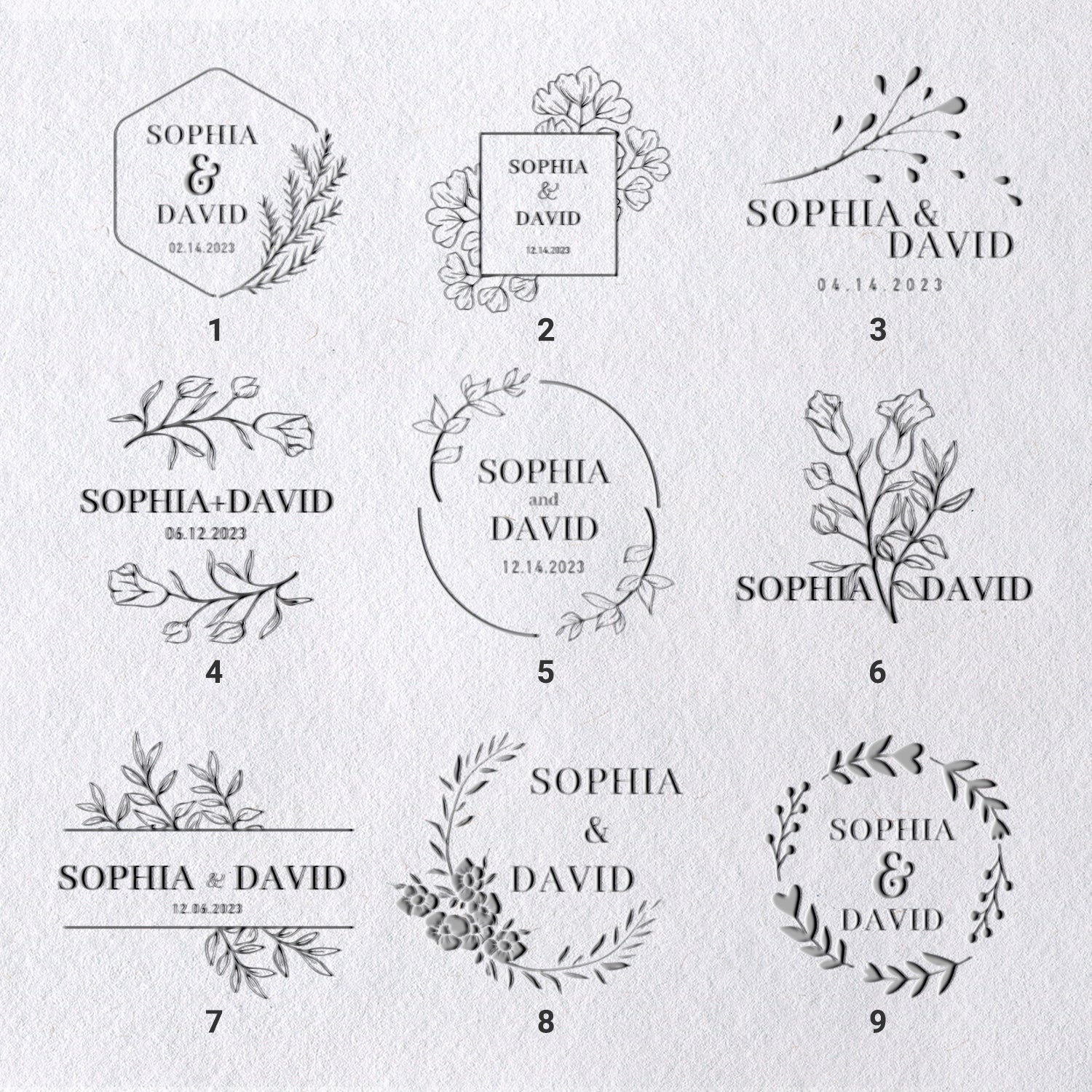 Custom Wedding Name and Initial Embosser (27 Designs) 1-9_4