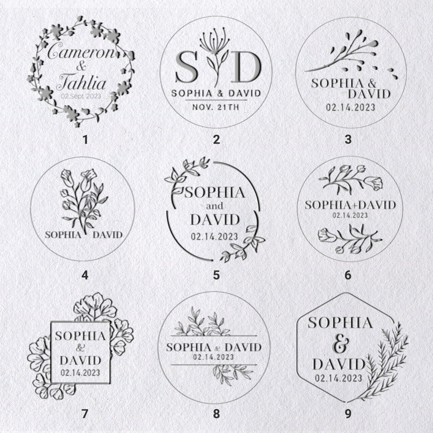Custom Wedding Name Embosser (27 Designs) 1-9_31