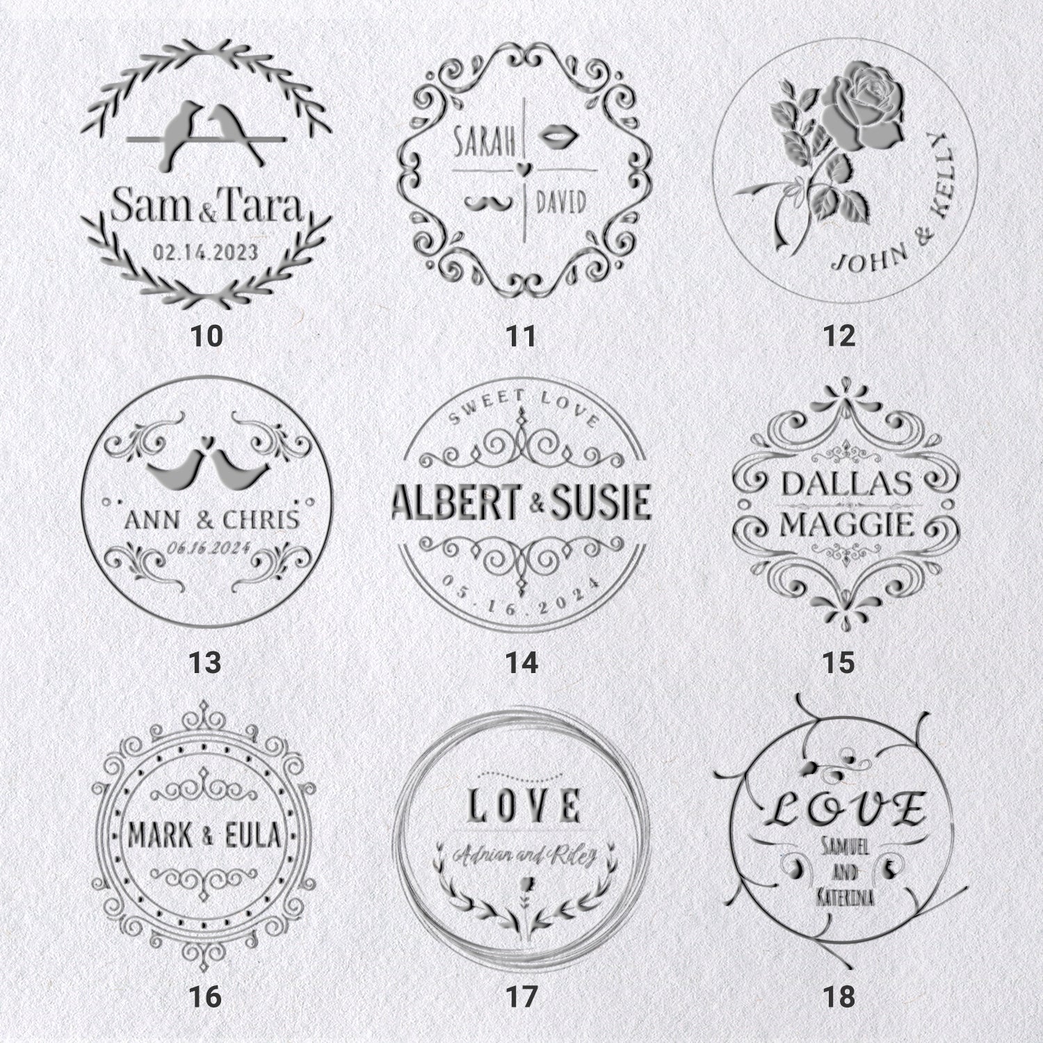 Embossed Name Graphics Custom Wedding Name Embosser - 27 Elegant Designs | Stamprints