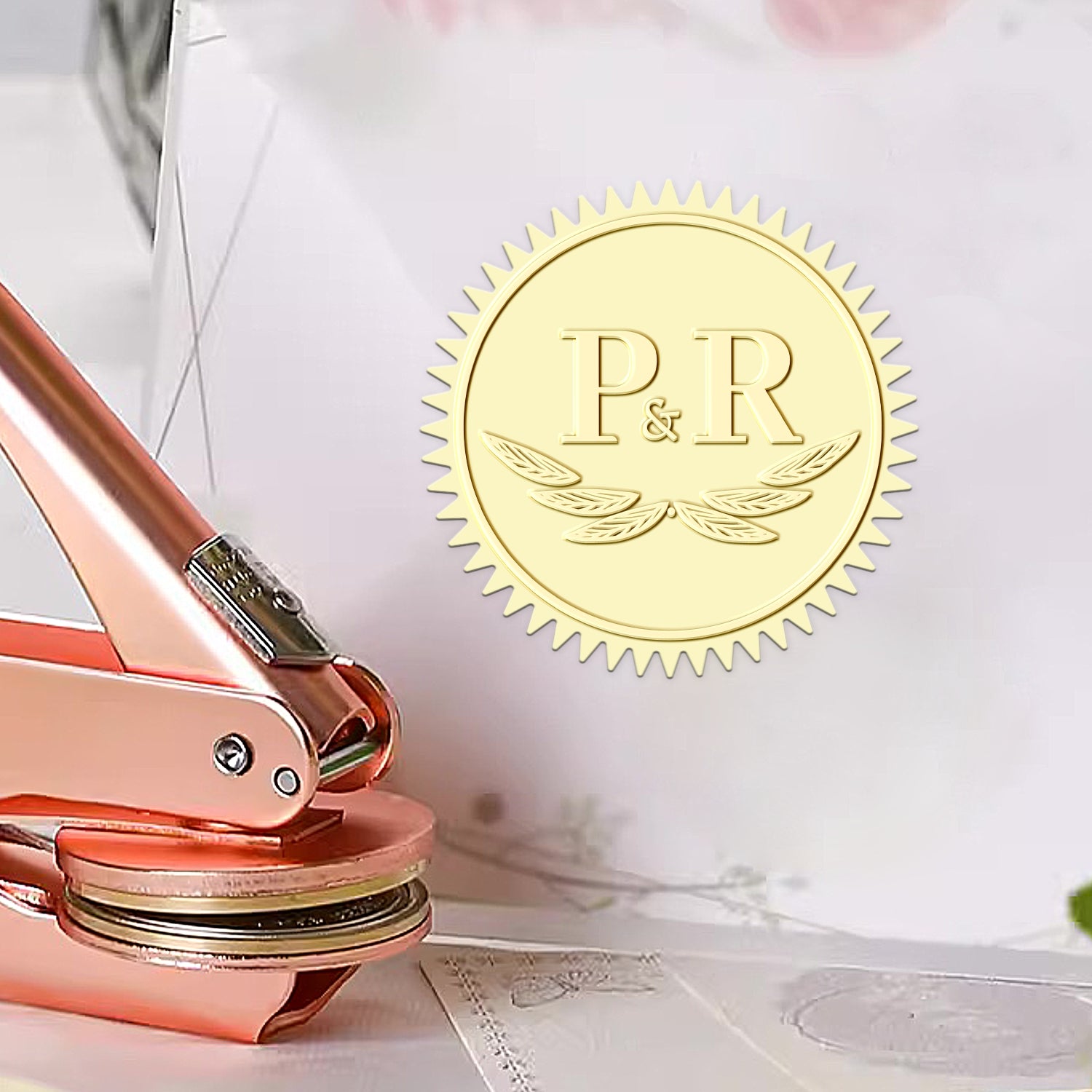 Custom Wing Wedding Monogram Embosser 1-101