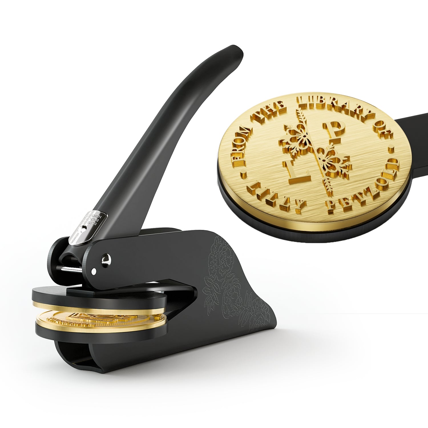 custom embosser brass plate detail engraved