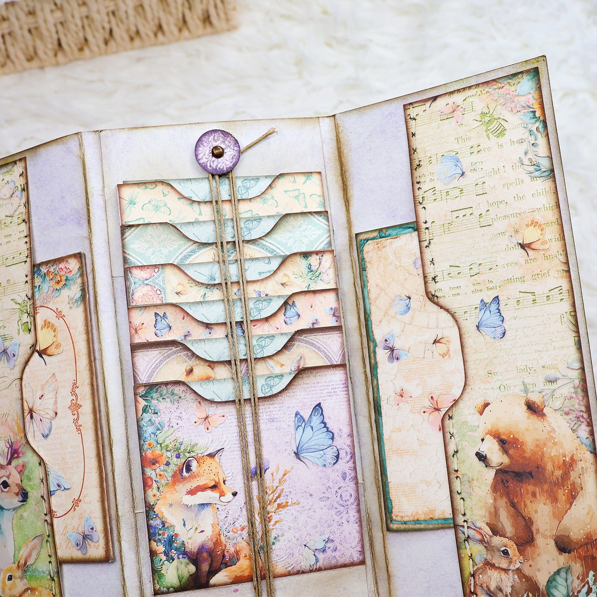 Cute Animals Trifold Booklet - DIY Junk Journal Craft Kit | Stamprints