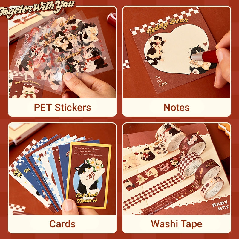 Cute Cartoon Animal Series Kitty Journal Gift Box Set c