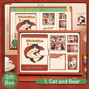 Cute Cartoon Animal Series Kitty Journal Gift Box Set sku-1