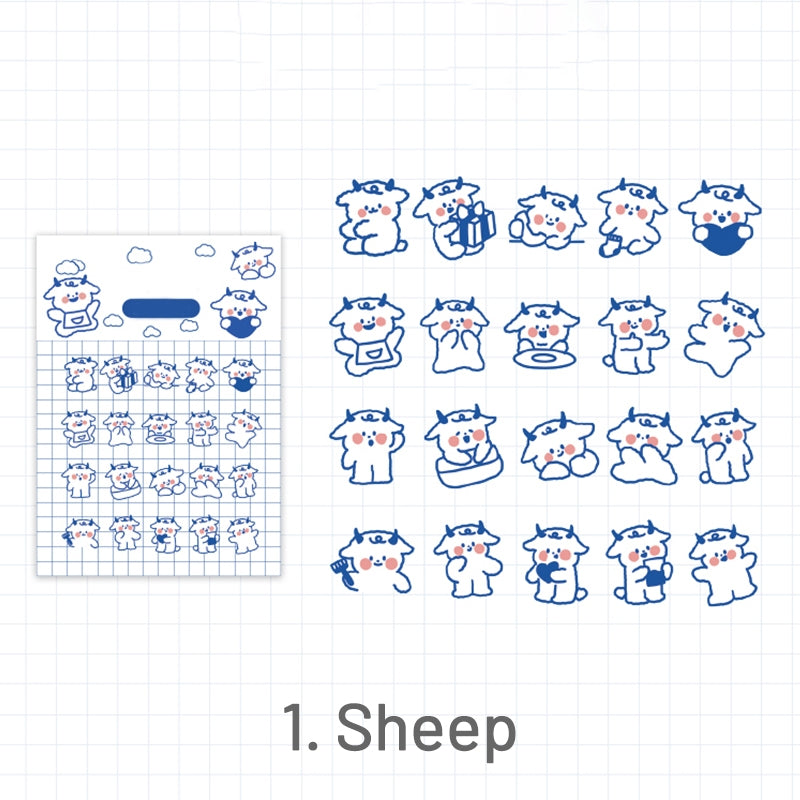 Cute Cartoon Blue Animal PET Sticker 1