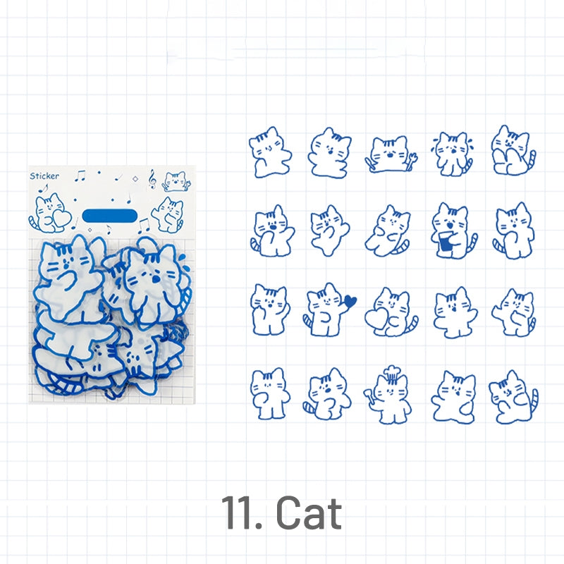 Cute Cartoon Blue Animal PET Sticker 11
