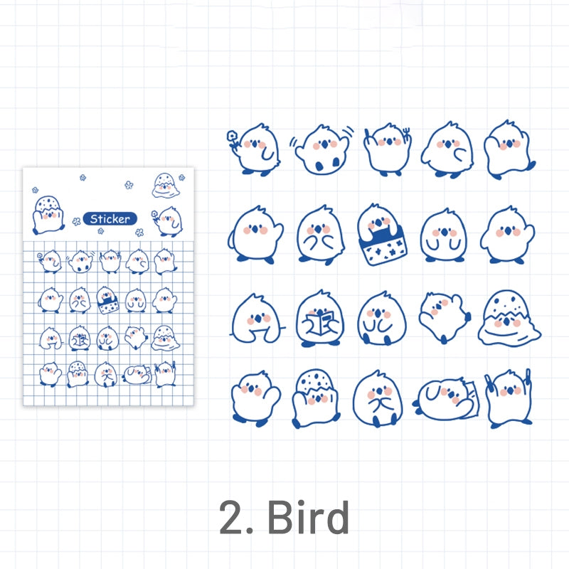 Cute Cartoon Blue Animal PET Sticker 2