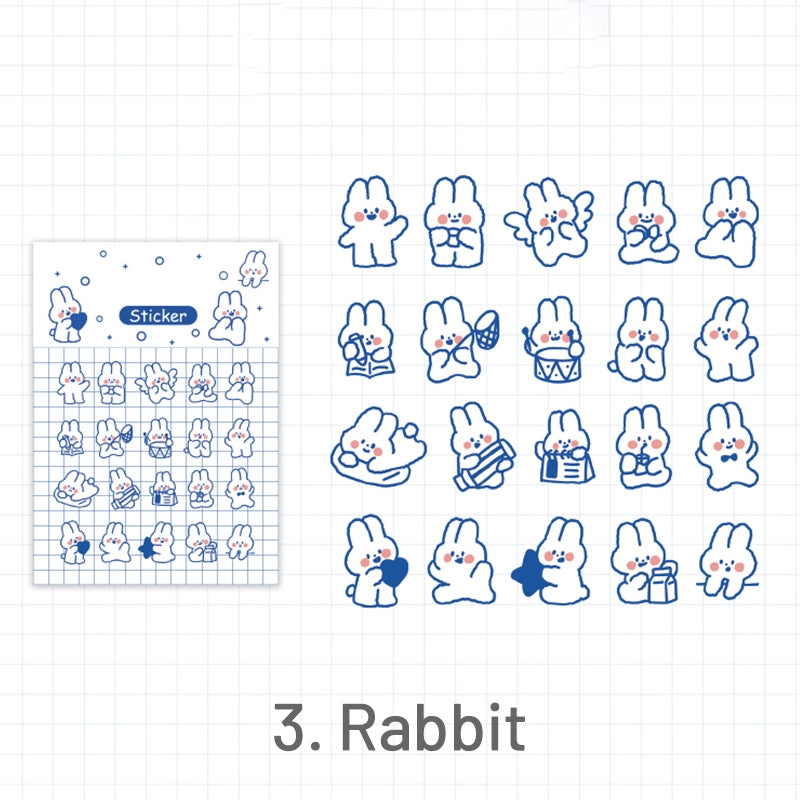 Cute Cartoon Blue Animal PET Sticker 3