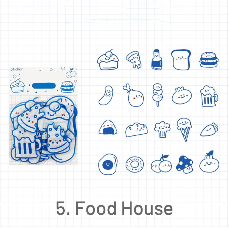 Cute Cartoon Blue Animal PET Sticker 5