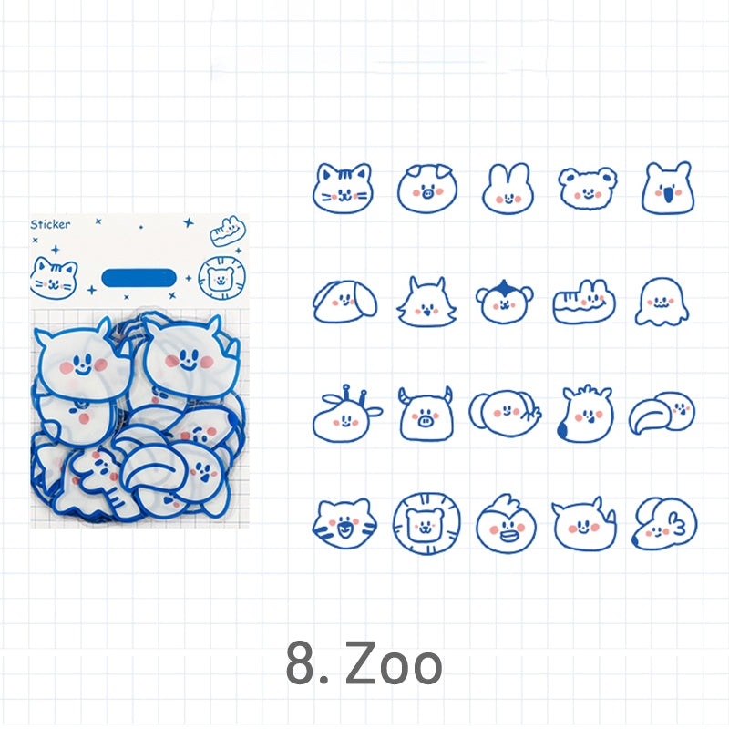 Cute Cartoon Blue Animal PET Sticker 8
