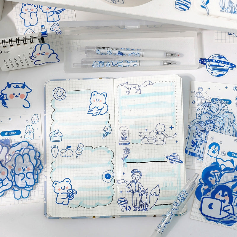 Cute Cartoon Blue Animal PET Sticker b2