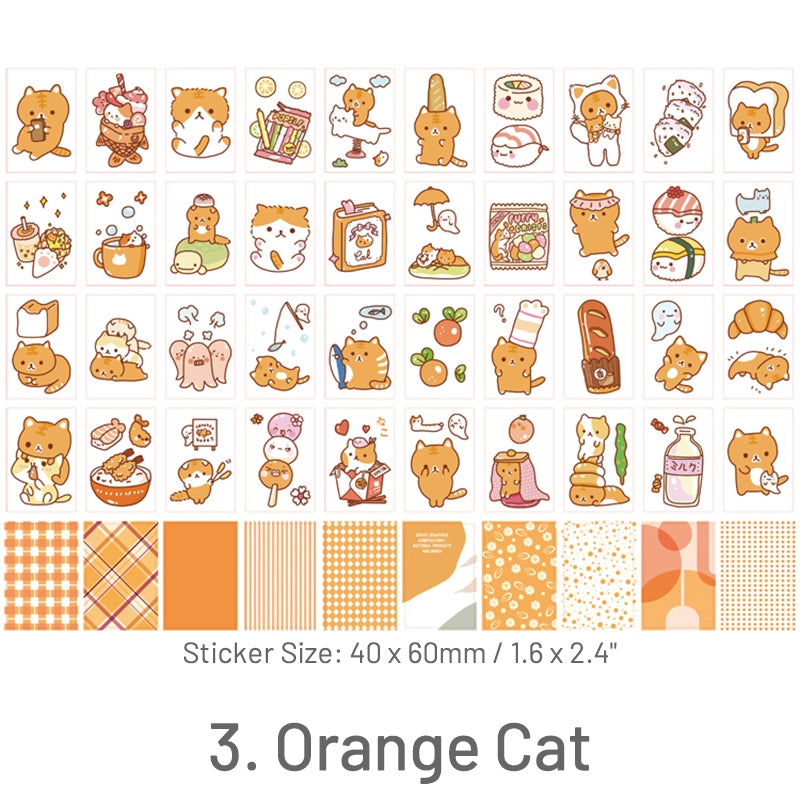 Orange Cat-Pet and People Washi Sticker Book - Cat, Girl, Rabbit, Unicorn