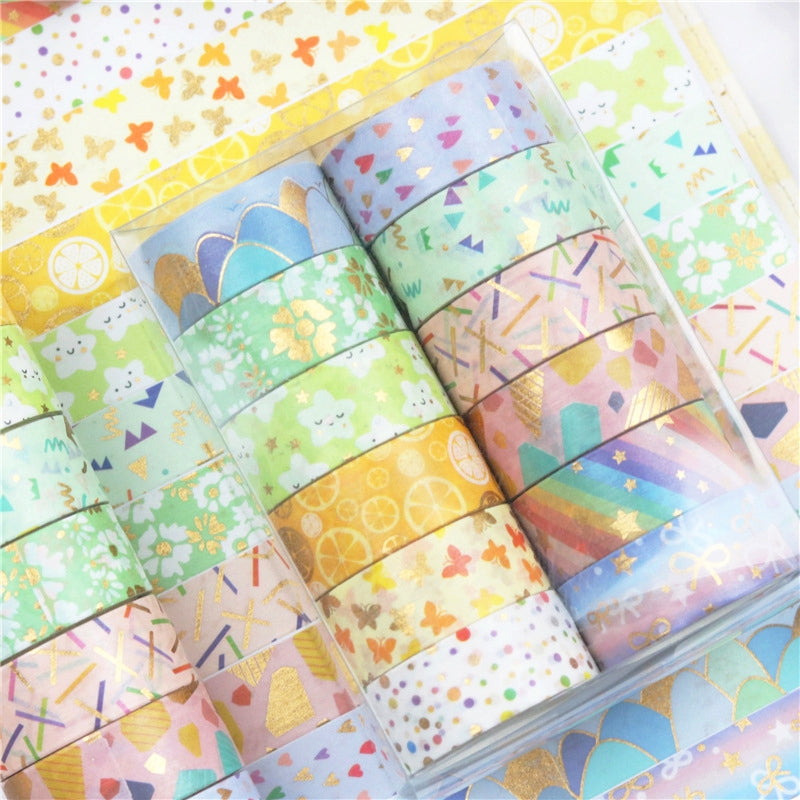 Cute Cartoon Foil Stamped Basic Washi Tape Set (12 Rolls) a2