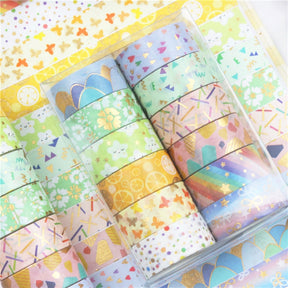 Cute Cartoon Foil Stamped Basic Washi Tape Set (12 Rolls) a2