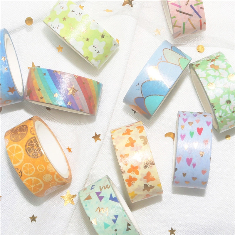 Cute Cartoon Foil Stamped Basic Washi Tape Set (12 Rolls) b1
