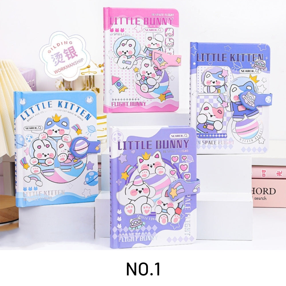 Cute Cartoon Girl Journal Notebook Set with Colored Pages | Stamprints
