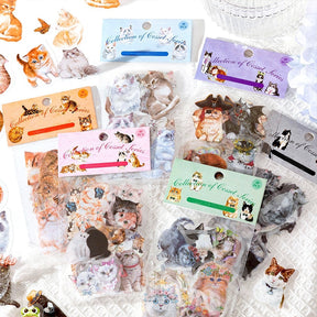 Cute Cartoon Hand-Painted Cat PET Sticker Pack a