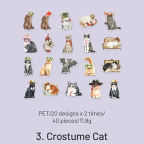 Cute Cartoon Hand-Painted Cat PET Sticker Pack sku-3