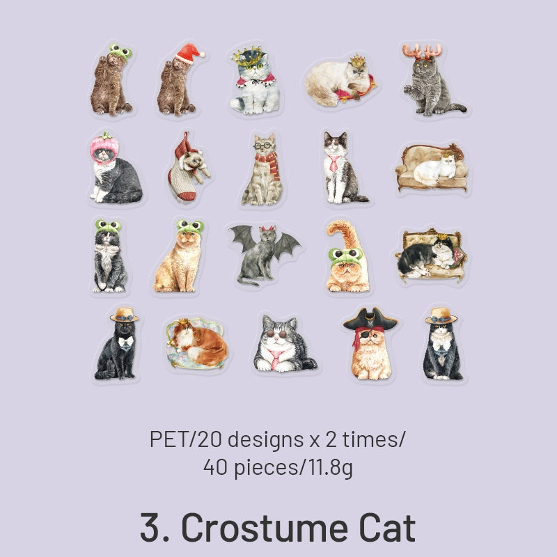 Cute Cartoon Hand-Painted Cat PET Sticker Pack sku-3