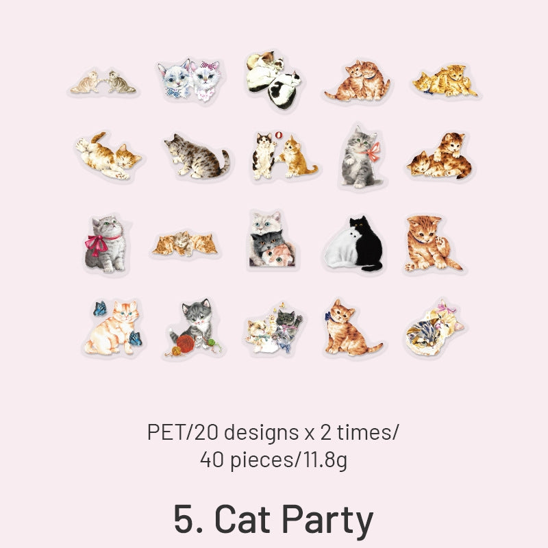 Cute Cartoon Hand-Painted Cat PET Sticker Pack sku-5
