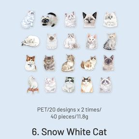 Cute Cartoon Hand-Painted Cat PET Sticker Pack sku-6